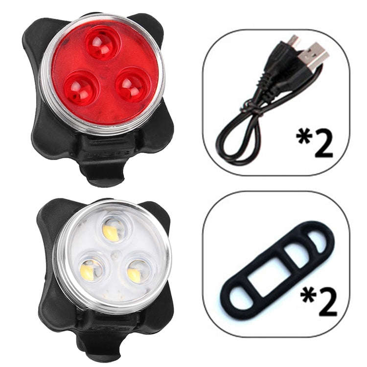 COB Lamp Bead 160LM USB Charging Four-speed Waterproof Bicycle Headlight / Taillight Set,  Red + ...