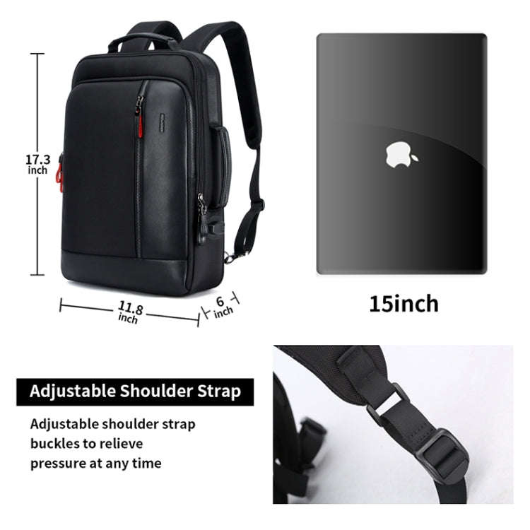Bopai 751-006641 Large Capacity Business Fashion Breathable Laptop Backpack with External USB Int...