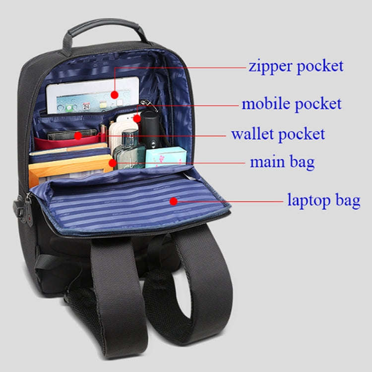Bopai 851-009911 Business Anti-theft Waterproof Large Capacity Double Shoulder Bag,with USB Charg...