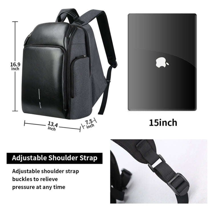 Bopai 851-010128 Business Anti-theft Waterproof Large Capacity Double Shoulder Bag,with USB Charg...