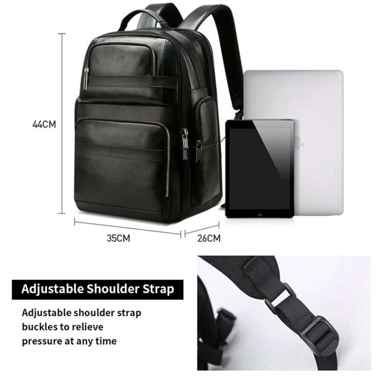 Bopai 851-019811 Large Capacity Anti-theft Waterproof Leathar Backpack Laptop Tablet Bag for 15.6...