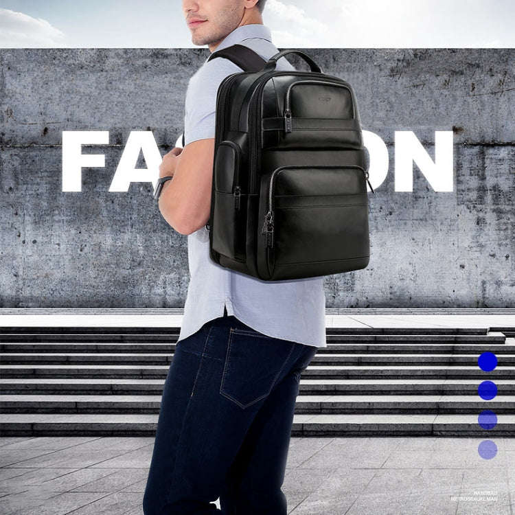 Bopai 851-019811 Large Capacity Anti-theft Waterproof Leathar Backpack Laptop Tablet Bag for 15.6...