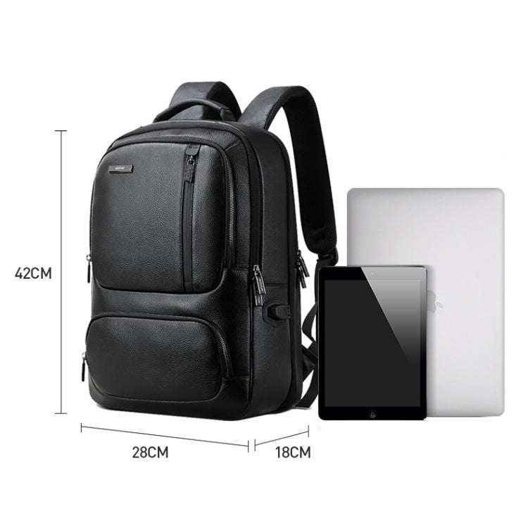Bopai 851-023911 Top-grain Leather Business Breathable Anti-theft Man Backpack, Size: 28x18x42cm(...