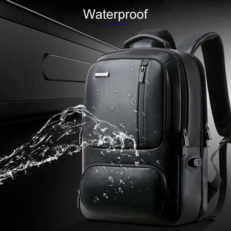 Bopai 851-024011 Top-grain Leather Business Breathable Anti-theft Man Backpack, Size: 28x18x42cm(...