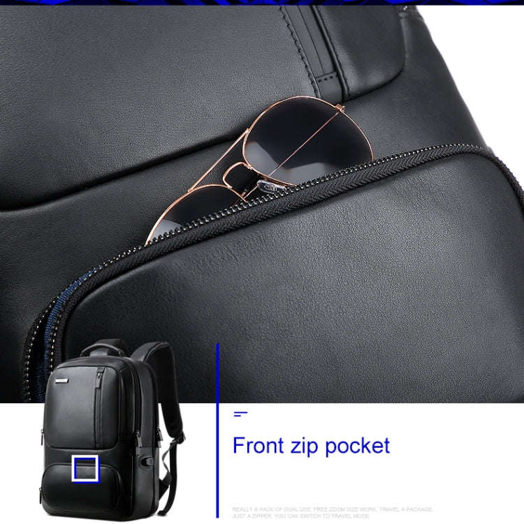 Bopai 851-024011 Top-grain Leather Business Breathable Anti-theft Man Backpack, Size: 28x18x42cm(...