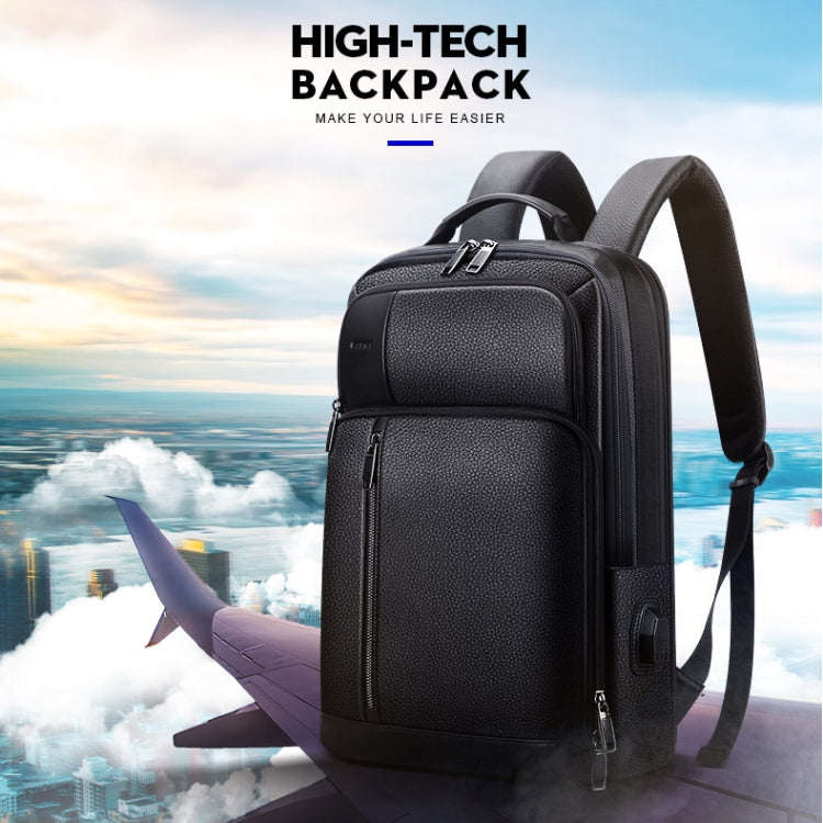 Bopai 851-036611 Large Capacity Top-grain leather Business Breathable Man Backpack, Size: 30x12x4...