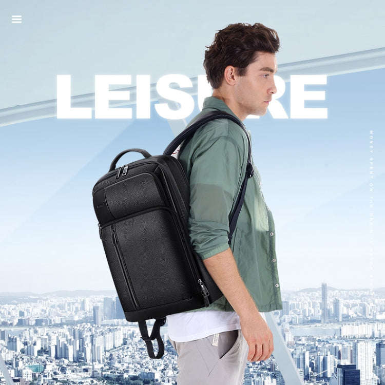 Bopai 851-036611 Large Capacity Top-grain leather Business Breathable Man Backpack, Size: 30x12x4...