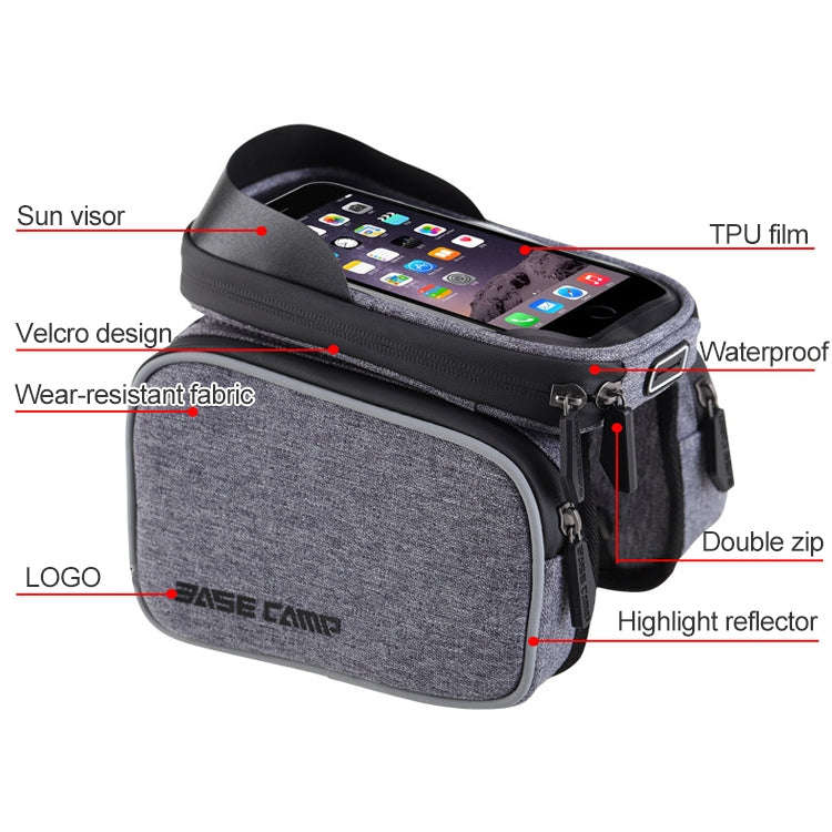 BaseCamp BC-311 Bicycle Phone Bags Mountain Road Bike Front Head Top Frame Handlebar Bag with Tra...