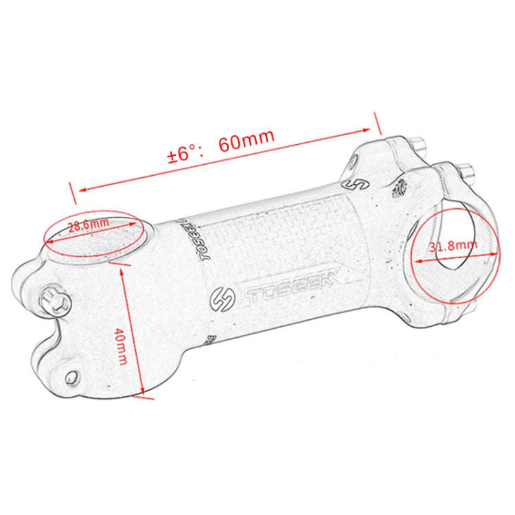 TOSEEK Road Mountain Bike Ultra-light Handlebar Stem Riser Faucet, Size: 6 Degree, 60mm (Gloss)
