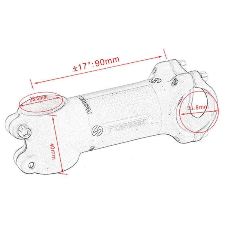 TOSEEK Road Mountain Bike Ultra-light Handlebar Stem Riser Faucet, Size: 17 Degree, 90mm (Gloss)