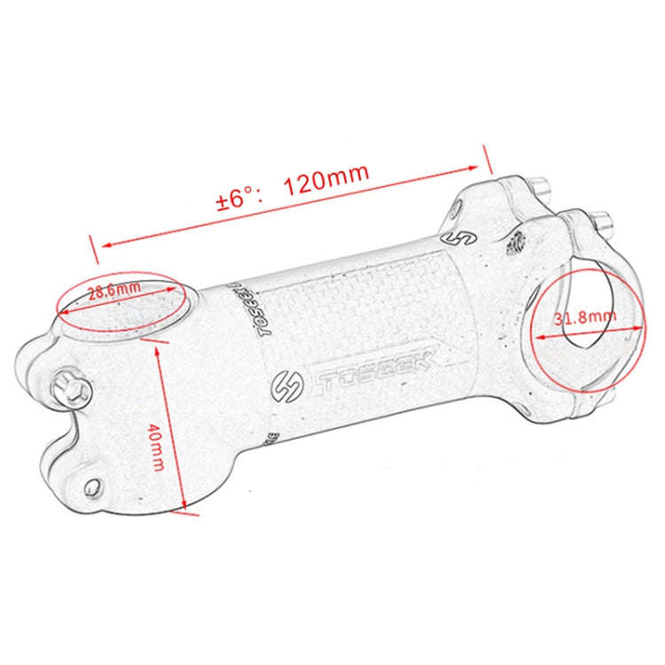 TOSEEK Road Mountain Bike Ultra-light Handlebar Stem Riser Faucet, Size: 6 Degree, 120mm (Matte)