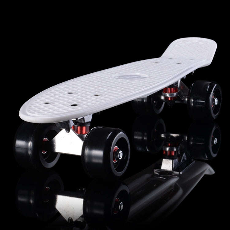Shining Fish Plate Scooter Single Tilt Four Wheel Skateboard with 72mm Wheel(Black White)
