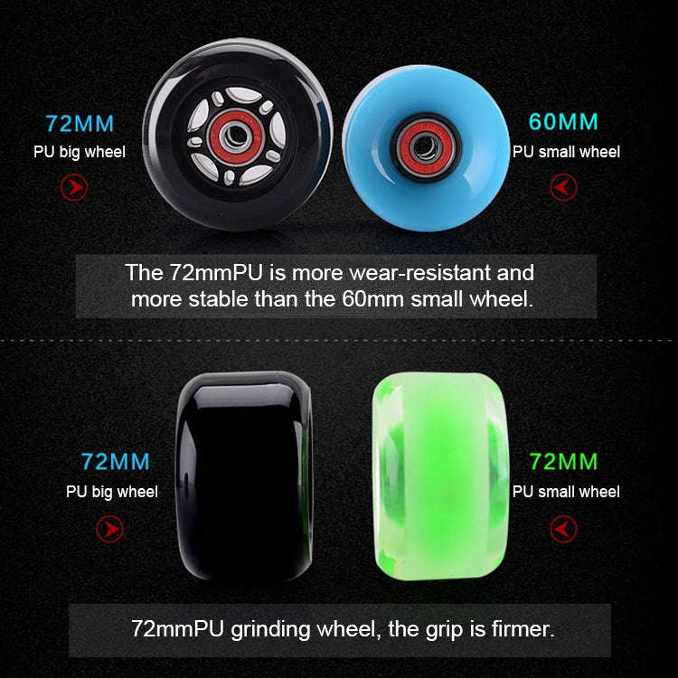 Shining Fish Plate Scooter Single Tilt Four Wheel Skateboard with 72mm Grinding Flash Wheel(Black)