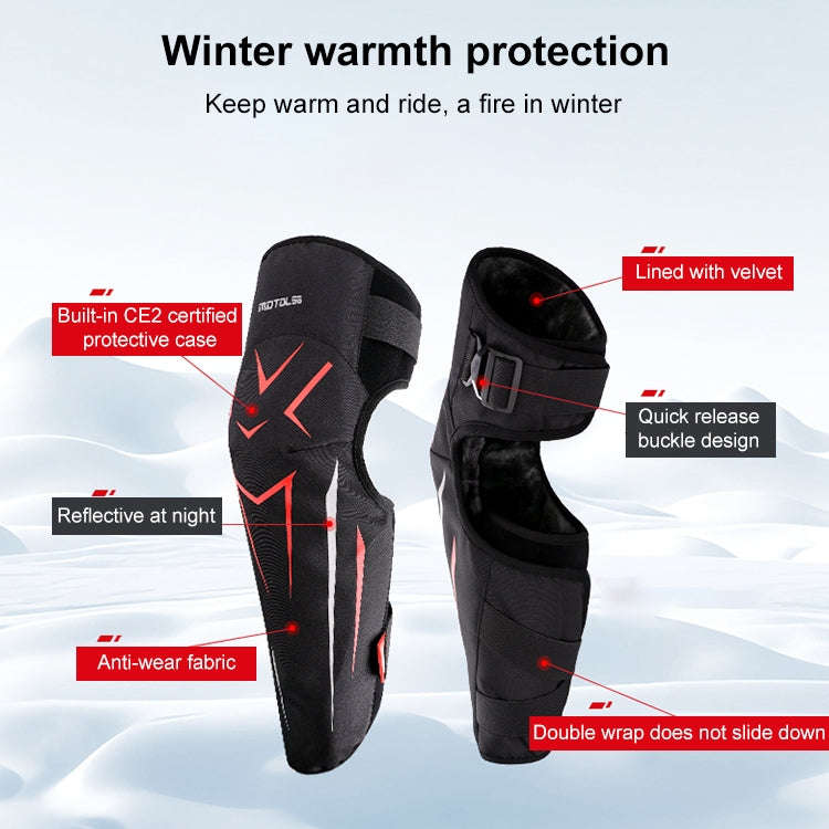MOTOLSG 2 in 1 Knee Pads Motorcycle Bicycle Riding Warm Fleece Soft Protective Gear with CE Prote...