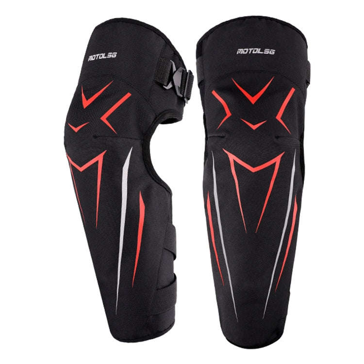 MOTOLSG 2 in 1 Knee Pads Motorcycle Bicycle Riding Warm Fleece Soft Protective Gear (Black Red)