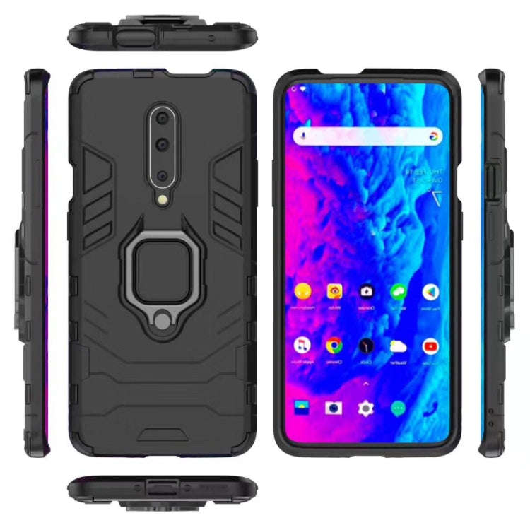 PC + TPU Shockproof Protective Case for OnePlus 7 Pro, with Magnetic Ring Holder(Black)