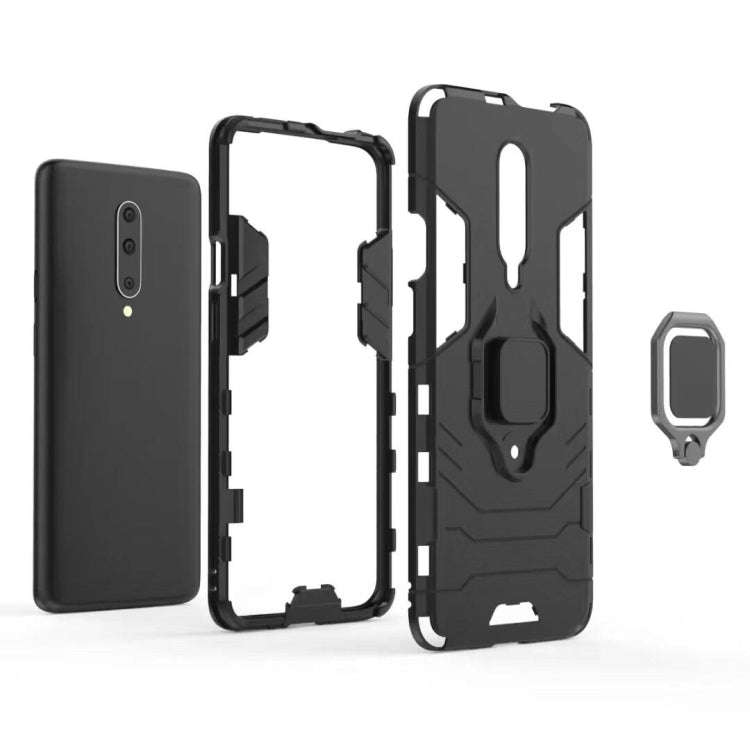 PC + TPU Shockproof Protective Case for OnePlus 7 Pro, with Magnetic Ring Holder(Black)