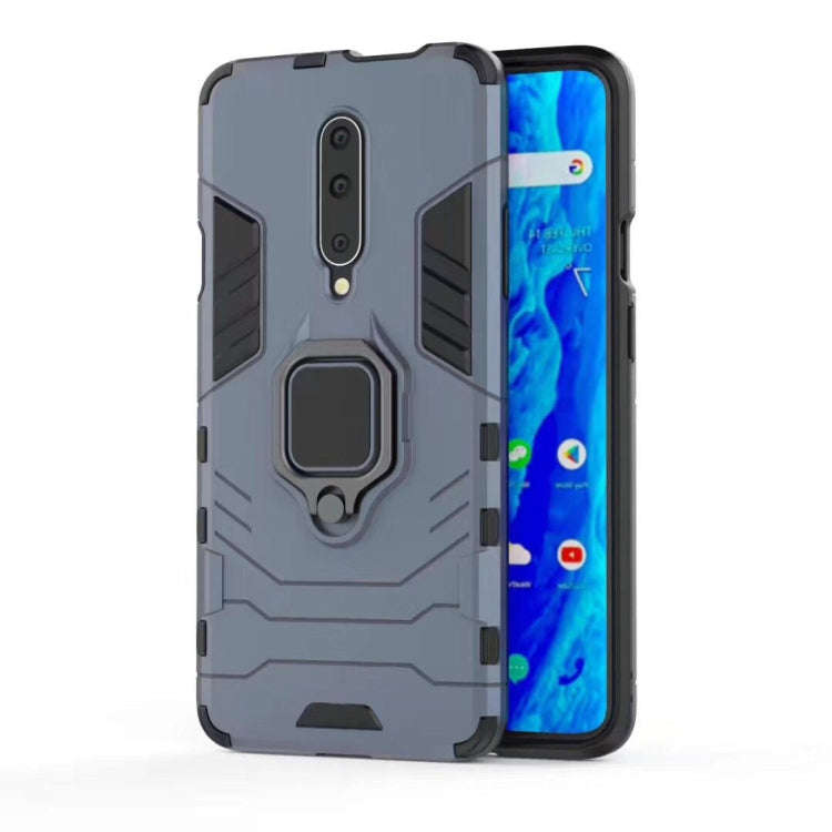 PC + TPU Shockproof Protective Case for OnePlus 7 Pro, with Magnetic Ring Holder(Blue)