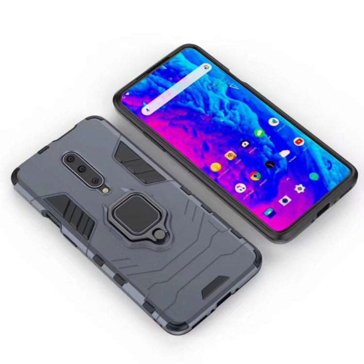 PC + TPU Shockproof Protective Case for OnePlus 7 Pro, with Magnetic Ring Holder(Blue)