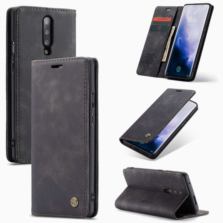 CaseMe-013 Multifunctional Retro Frosted Horizontal Flip Leather Case for OnePlus 7 Pro, with Car...