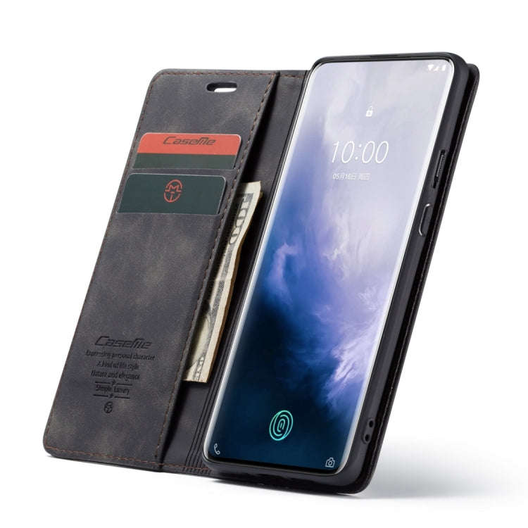CaseMe-013 Multifunctional Retro Frosted Horizontal Flip Leather Case for OnePlus 7 Pro, with Car...