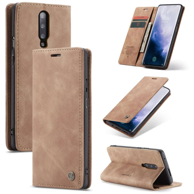 CaseMe-013 Multifunctional Retro Frosted Horizontal Flip Leather Case for OnePlus 7 Pro, with Car...