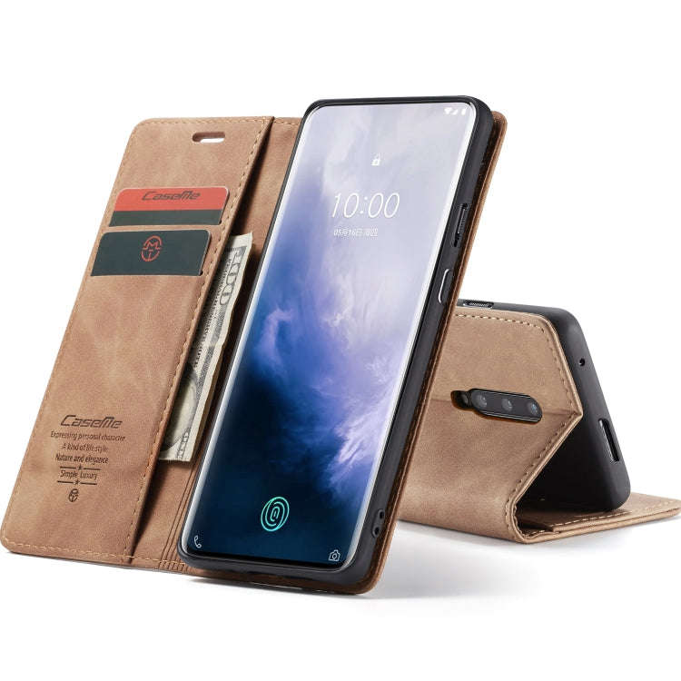 CaseMe-013 Multifunctional Retro Frosted Horizontal Flip Leather Case for OnePlus 7 Pro, with Car...