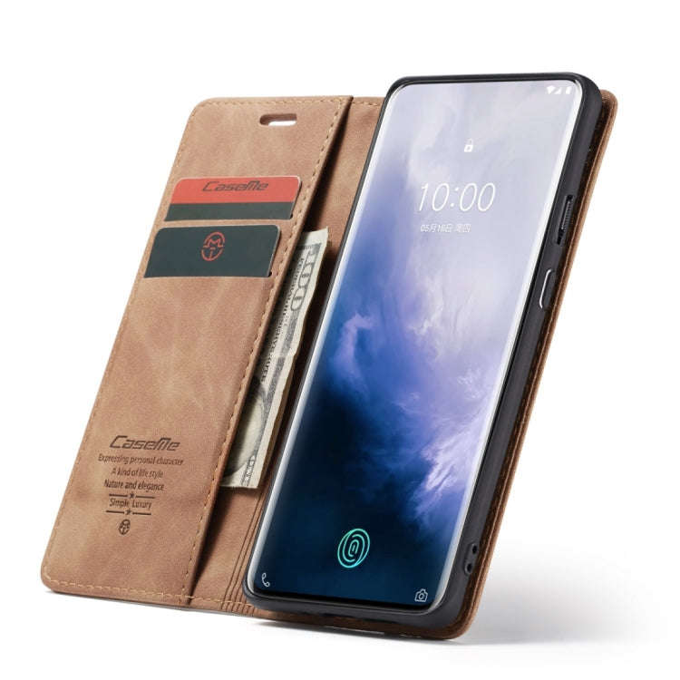 CaseMe-013 Multifunctional Retro Frosted Horizontal Flip Leather Case for OnePlus 7 Pro, with Car...