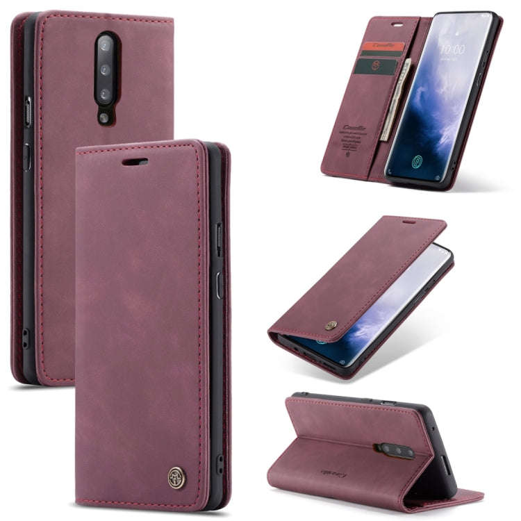 CaseMe-013 Multifunctional Retro Frosted Horizontal Flip Leather Case for OnePlus 7 Pro, with Car...