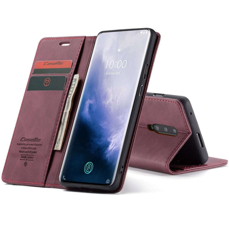 CaseMe-013 Multifunctional Retro Frosted Horizontal Flip Leather Case for OnePlus 7 Pro, with Car...