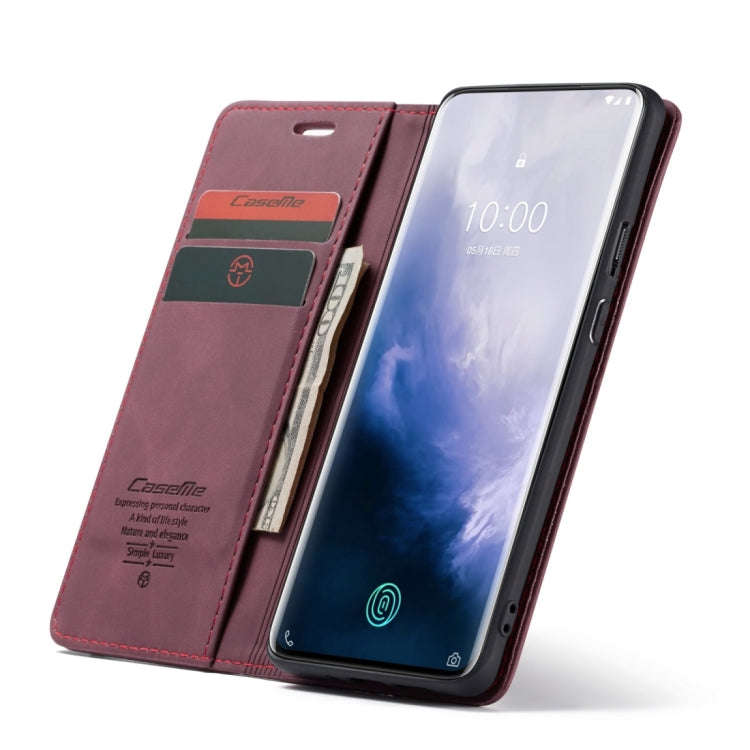 CaseMe-013 Multifunctional Retro Frosted Horizontal Flip Leather Case for OnePlus 7 Pro, with Car...