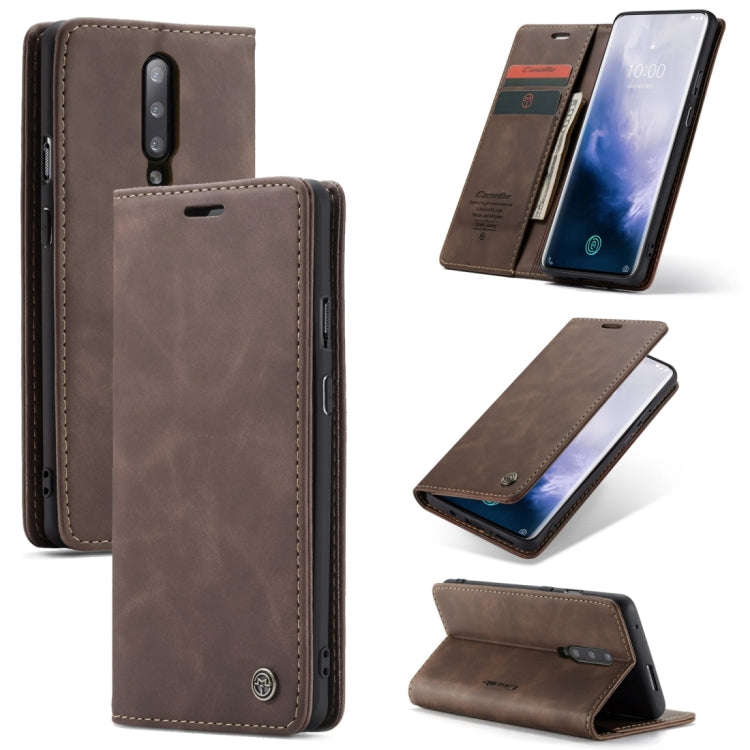 CaseMe-013 Multifunctional Retro Frosted Horizontal Flip Leather Case for OnePlus 7 Pro, with Car...