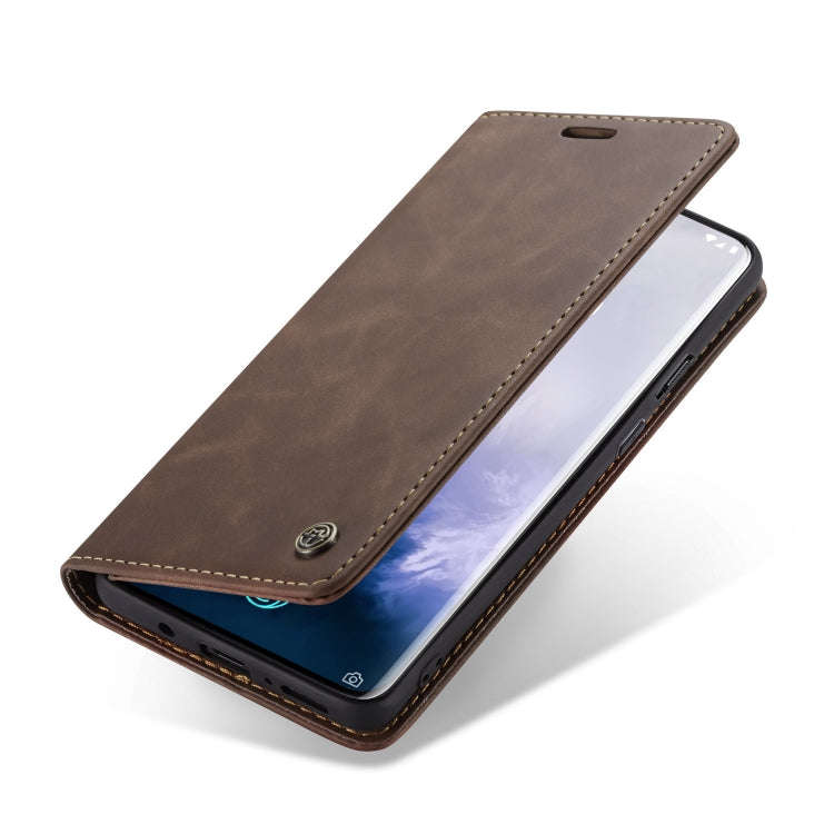CaseMe-013 Multifunctional Retro Frosted Horizontal Flip Leather Case for OnePlus 7 Pro, with Car...