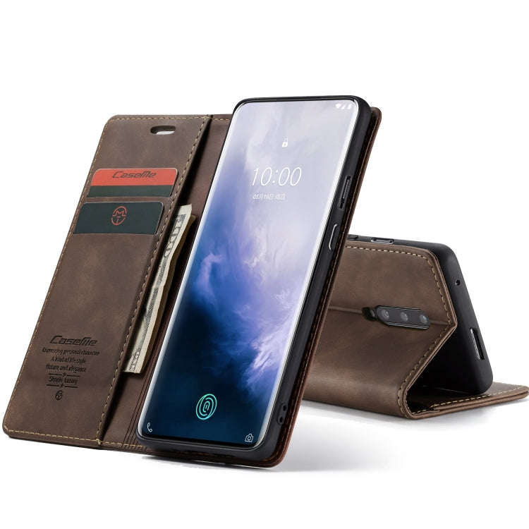 CaseMe-013 Multifunctional Retro Frosted Horizontal Flip Leather Case for OnePlus 7 Pro, with Car...