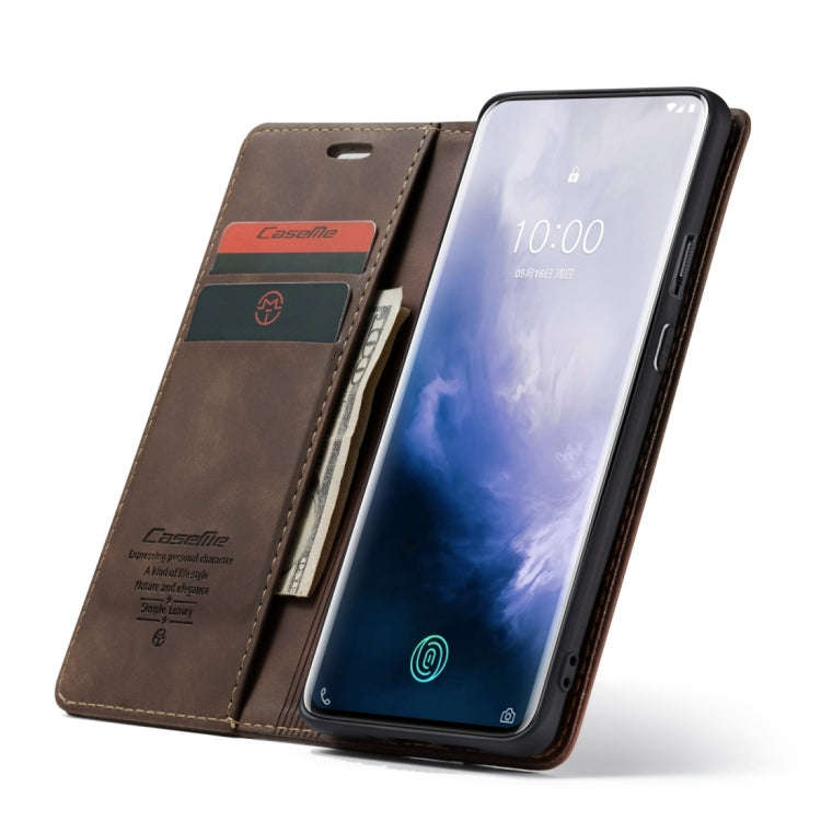 CaseMe-013 Multifunctional Retro Frosted Horizontal Flip Leather Case for OnePlus 7 Pro, with Car...