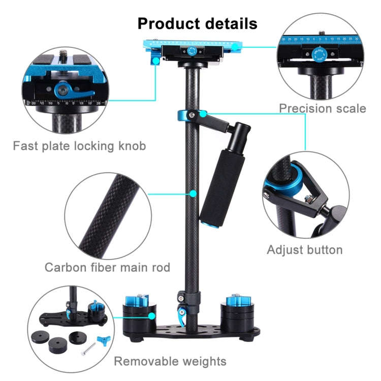 PULUZ 38.5-61cm Carbon Fibre Handheld Stabilizer for DSLR & DV Digital Video & Cameras, Load Rang...