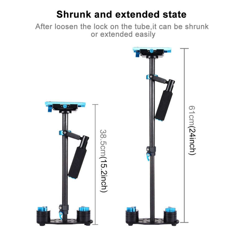PULUZ 38.5-61cm Carbon Fibre Handheld Stabilizer for DSLR & DV Digital Video & Cameras, Load Rang...