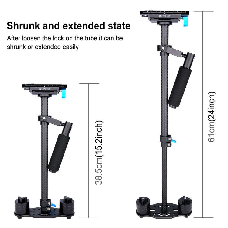 PULUZ 38.5-61cm Carbon Fibre Handheld Stabilizer for DSLR & DV Digital Video & Cameras, Load Rang...