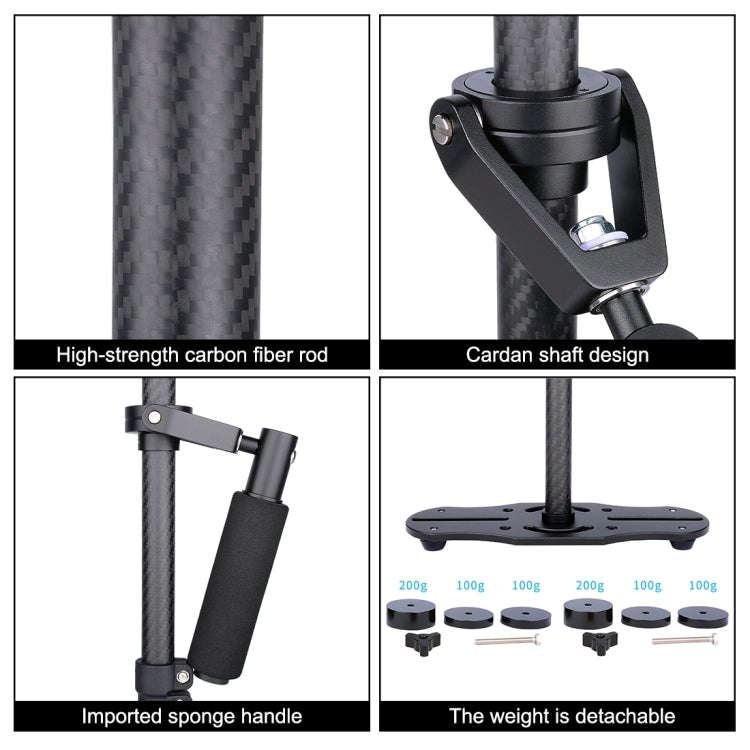 PULUZ 38.5-61cm Carbon Fibre Handheld Stabilizer for DSLR & DV Digital Video & Cameras, Load Rang...