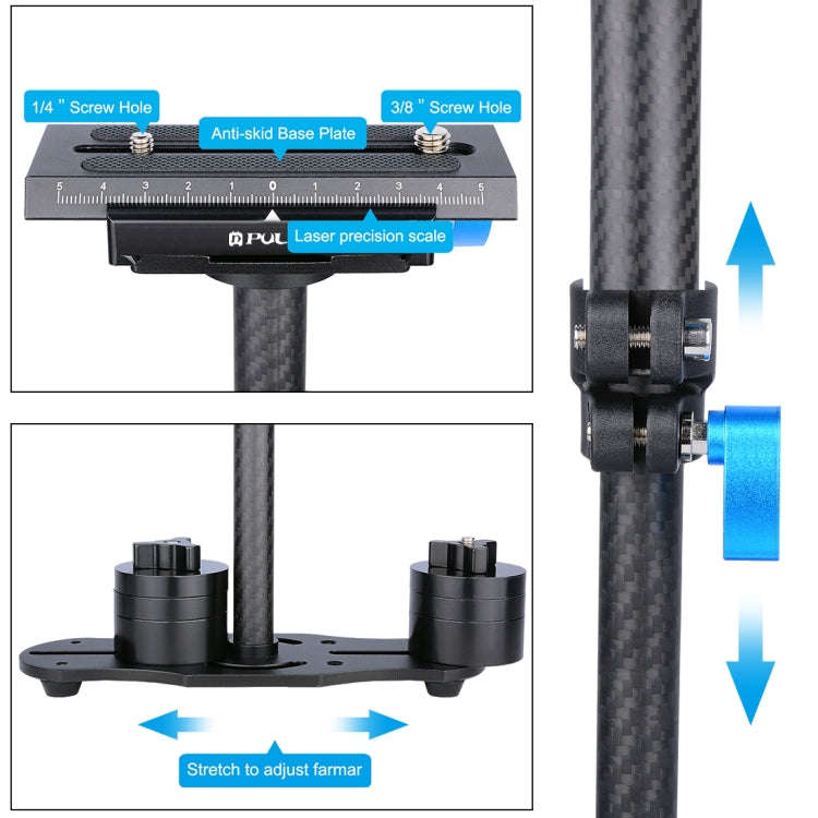 PULUZ 38.5-61cm Carbon Fibre Handheld Stabilizer for DSLR & DV Digital Video & Cameras, Load Rang...