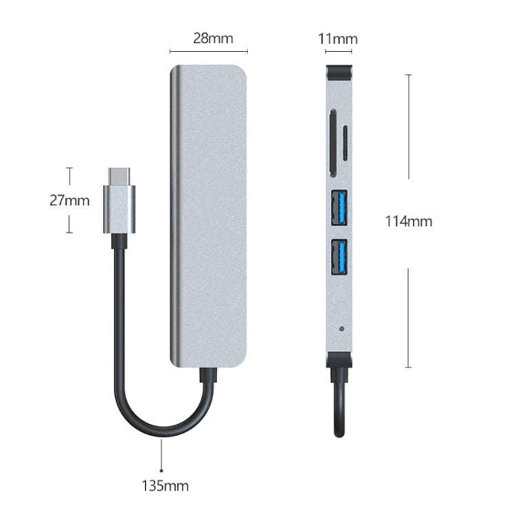 5 in 1 USB-C / Type-C to 4K HDMI + SD / TF Card Slot + USB 2.0 + USB 3.0 Multifunctional Docking ...