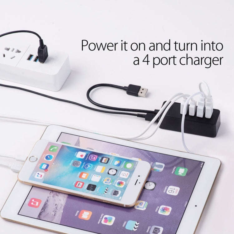 ORICO W5P-U3-100 4-Port USB 3.0 Desktop HUB with 100cm Micro USB Cable Power Supply(Black)