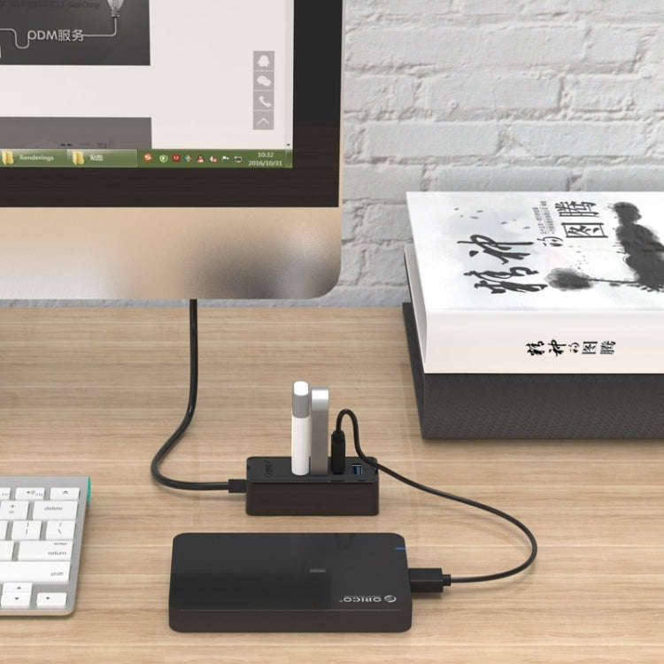 ORICO W5P-U3-100 4-Port USB 3.0 Desktop HUB with 100cm Micro USB Cable Power Supply(Black)