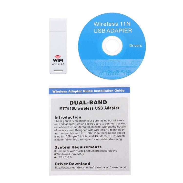 2.4GHz / 5GHz Dual-Band Support 802.11ac USB WiFi Wireless Adapter