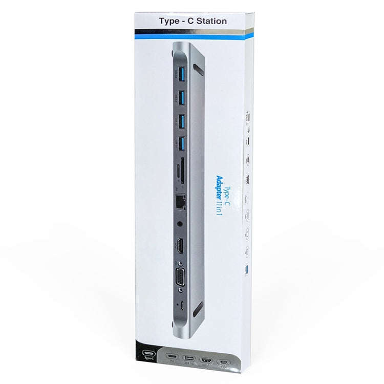 AD-059 11 in 1 USB-C / Type-C to 4K HDMI + VGA + SD / TF Card Slot + Gigabit Ethernet + 3.5mm AUX...