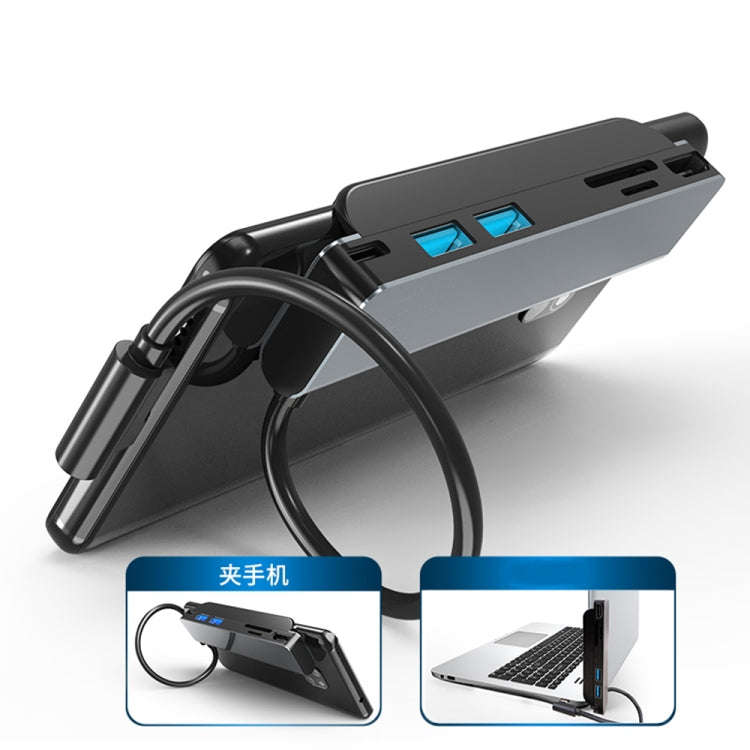 AD-065 6 in 1 USB-C / Type-C to 4K HDMI + SD / TF Card Slot + Type-C + 2 USB 3.0 Back Clip Style ...