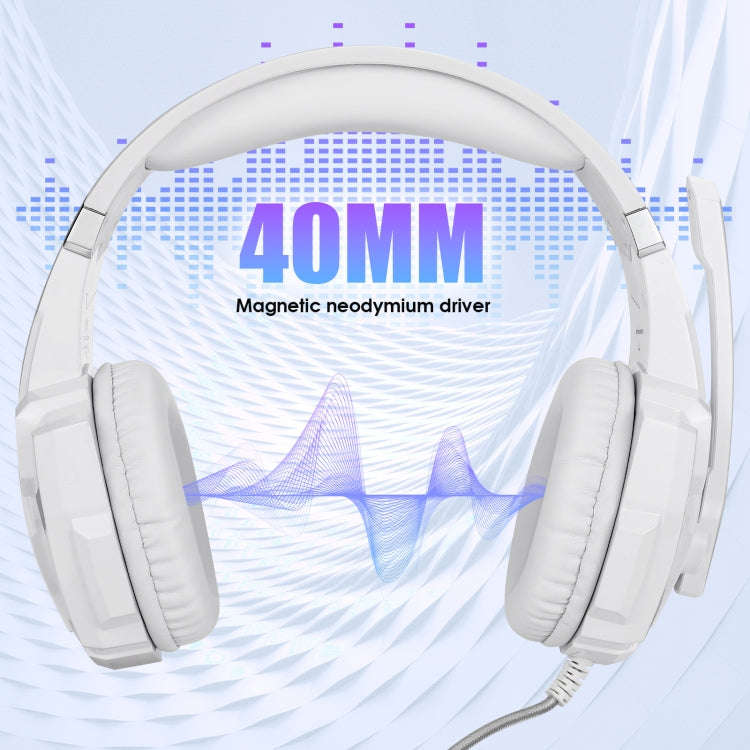 KOTION EACH G9000 3.5mm Gaming Headset with Microphone LED Light,Cable Length: About 2.2m(White)