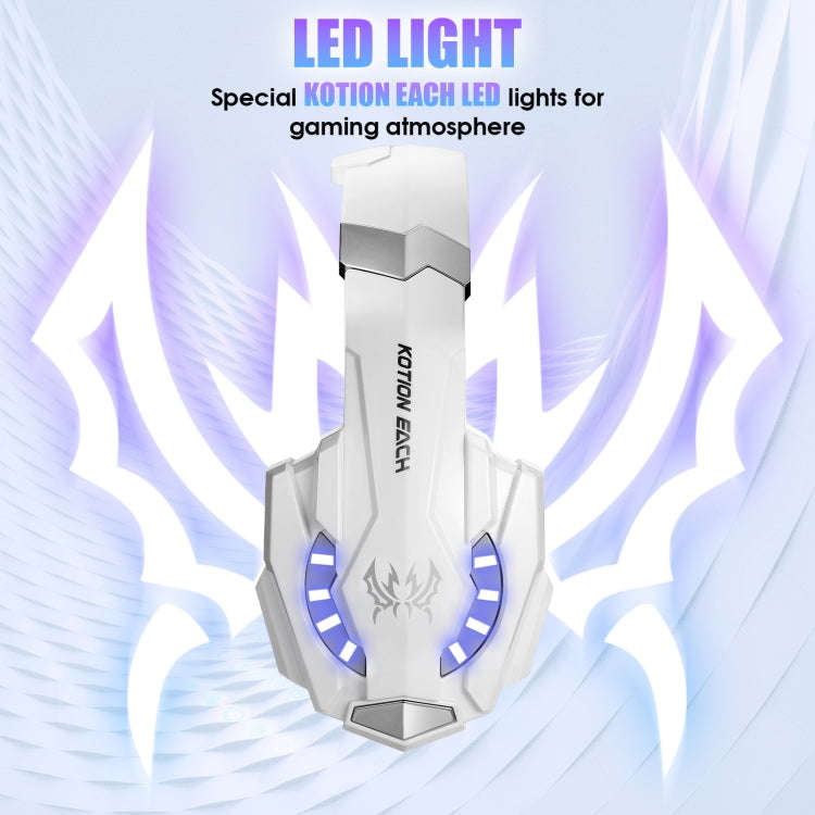 KOTION EACH G9000 3.5mm Gaming Headset with Microphone LED Light,Cable Length: About 2.2m(White)