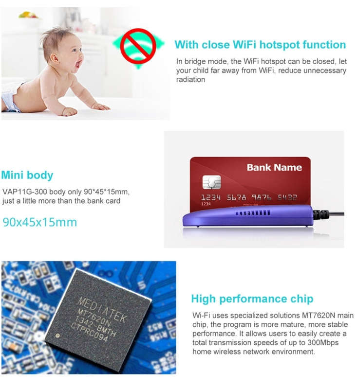 VONETS VAP11G-300 Mini WiFi 300Mbps Bridge WiFi Repeater, Best Partner of IP Device / IP Camera /...