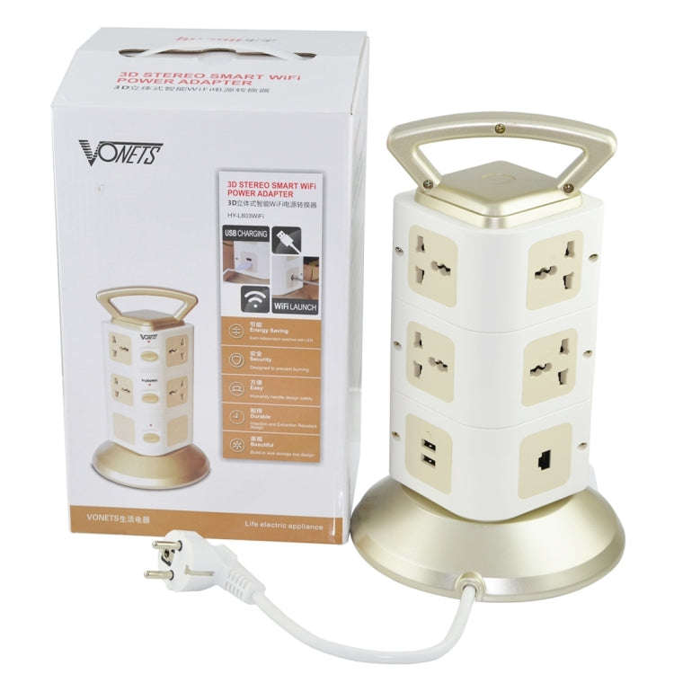 VONETS WiFi-SB-L3 3 Layers with 8 Outlets + 2 USB Ports + RJ45 Port 300Mbps WiFi Repeater Smart P...